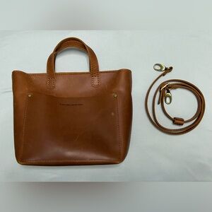 Portland Leather Goods mini crossbody tote in Honey